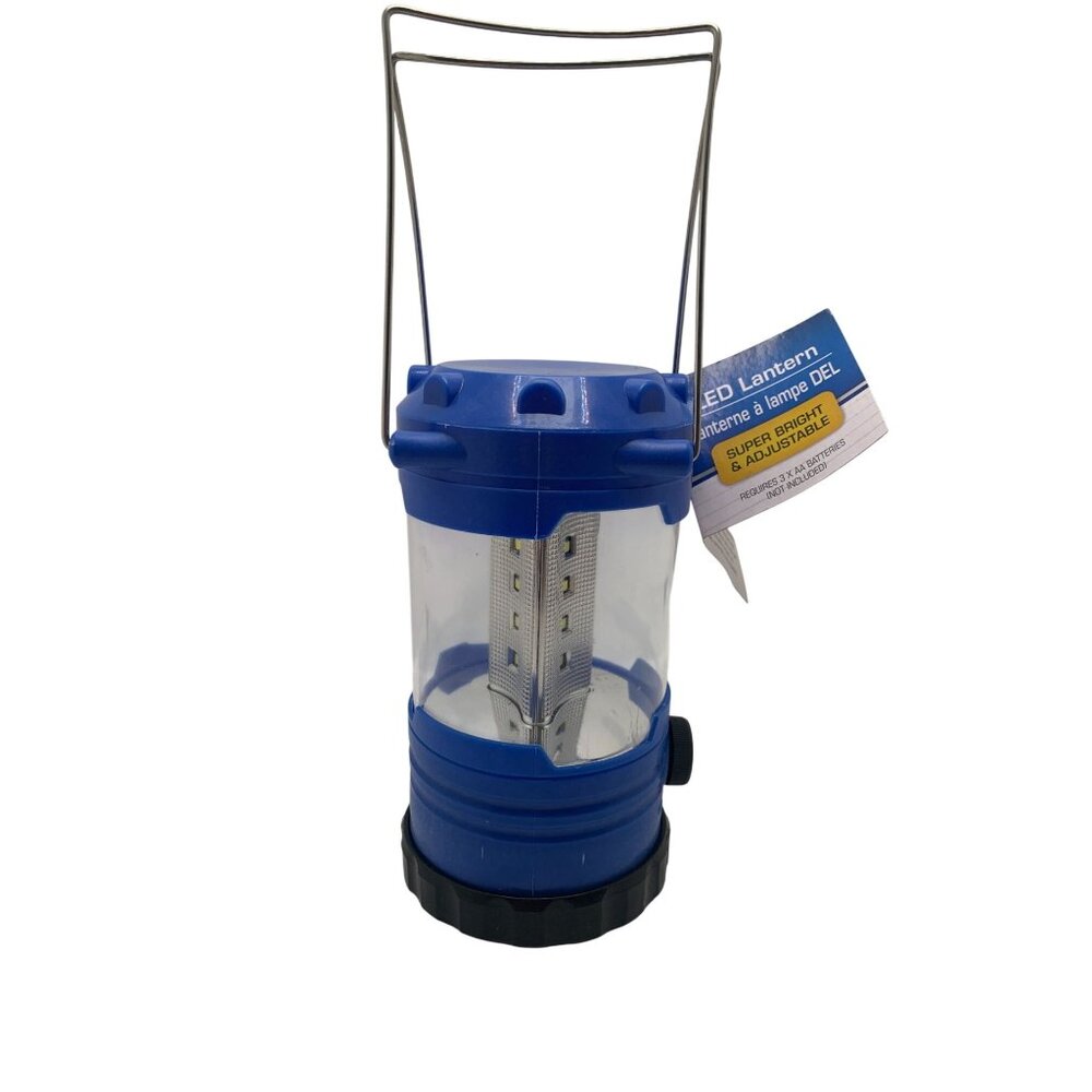 Portable Blue LED Lantern Adjustable Brightness Indoor/Outdoor Use Battery Opera